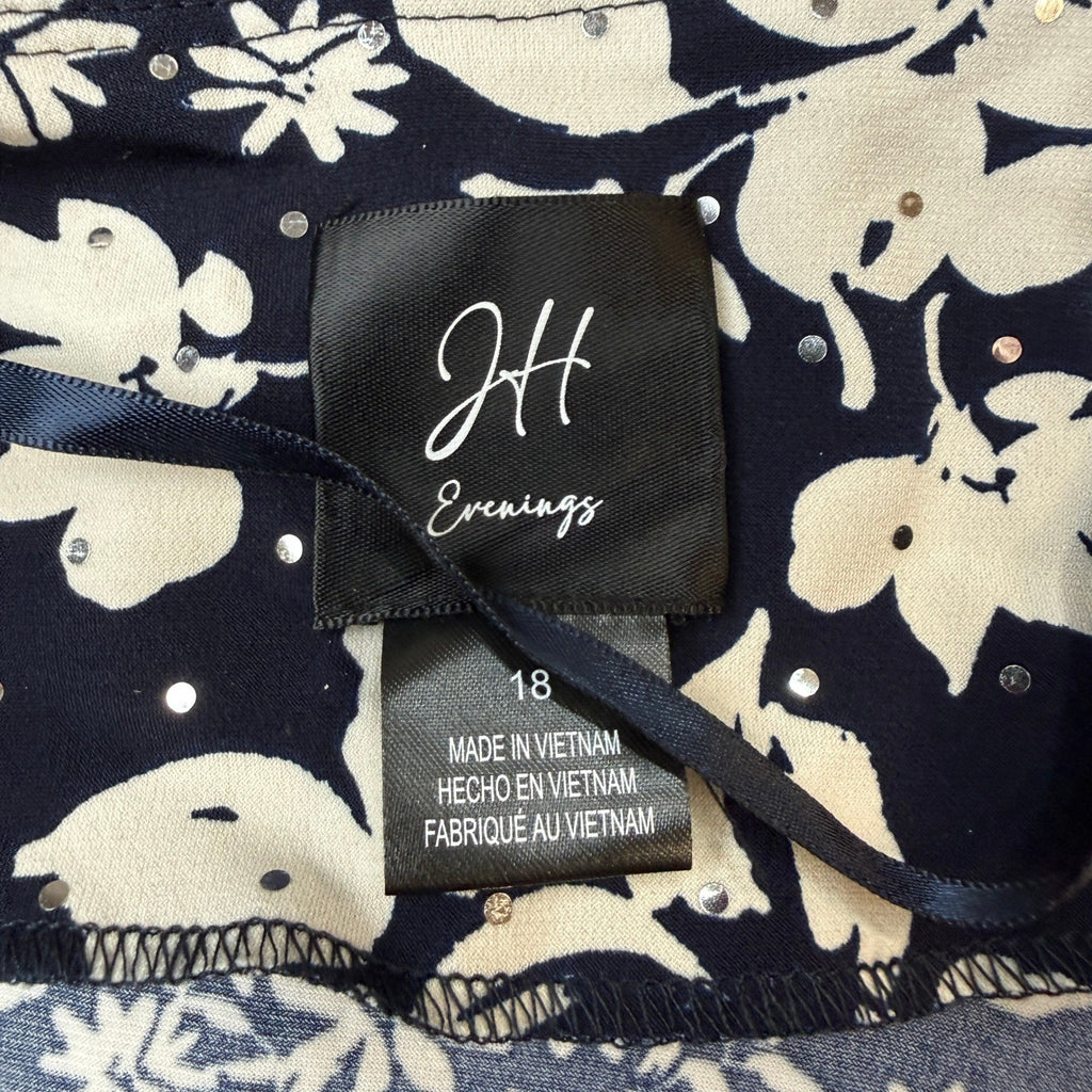 MSRP $130 Jessica Howard Womens 18 Navy Multi Midi Floral Jacket Dress