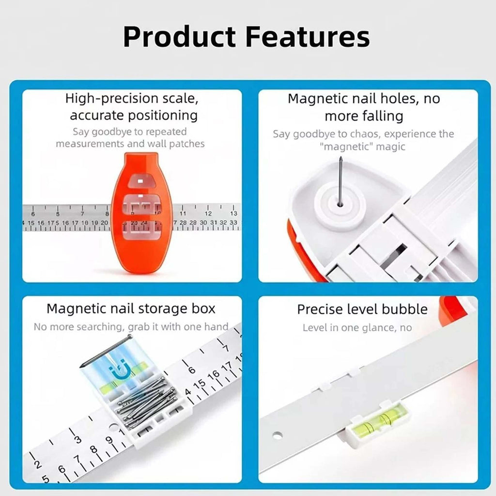 Picture Hanging Level Tool, 3 in 1 Mounting Tool With Bubble Level and Marking